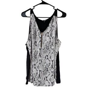 🍒 2/$20 🍒 Express Snakeskin Women's Tank with Zip Front Sheer sz XL